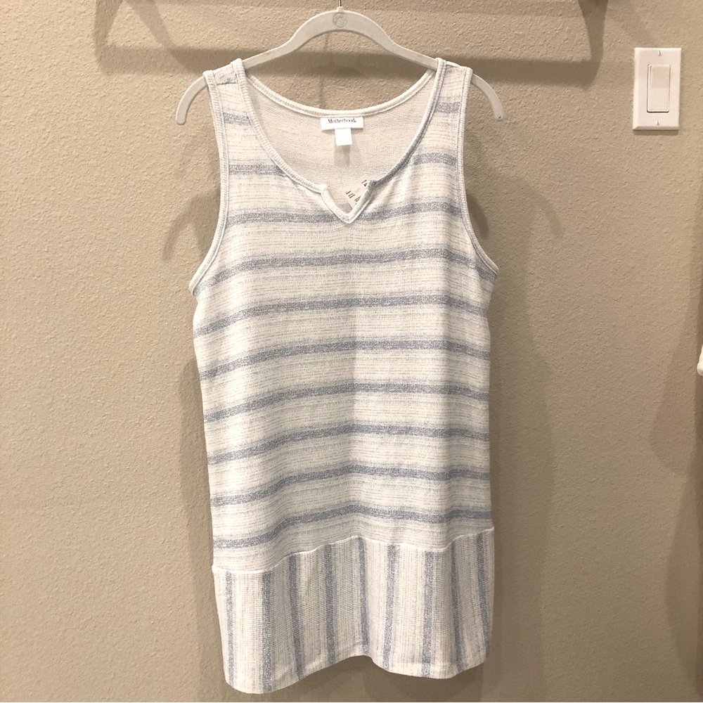 Brand NWT Motherhood Maternity Blue & White Striped Sleeveless Tank Tunic, Med